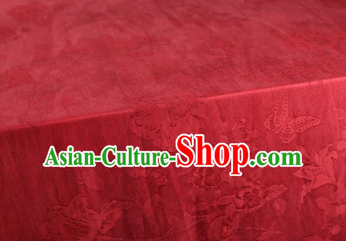 China Traditional Gambiered Guangdong Gauze Classical Cheongsam Jacquard Red Silk Fabric