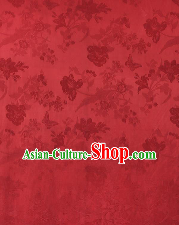 China Traditional Gambiered Guangdong Gauze Classical Cheongsam Jacquard Red Silk Fabric