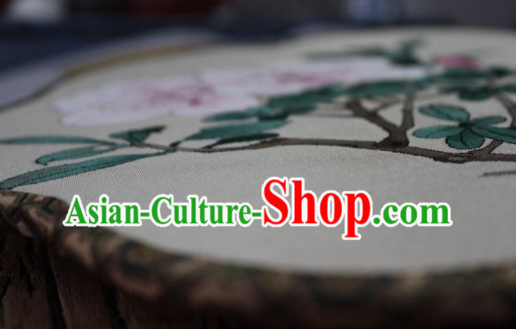 China Traditional Silk Begonia Fan Handmade Azalea Pattern Palace Fan Ancient Princess Court Fan