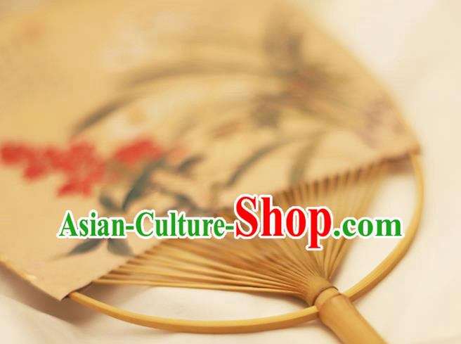 Asian Japanese Paper Fan China Classical Dance Fan Hand Painting Orchids Fans