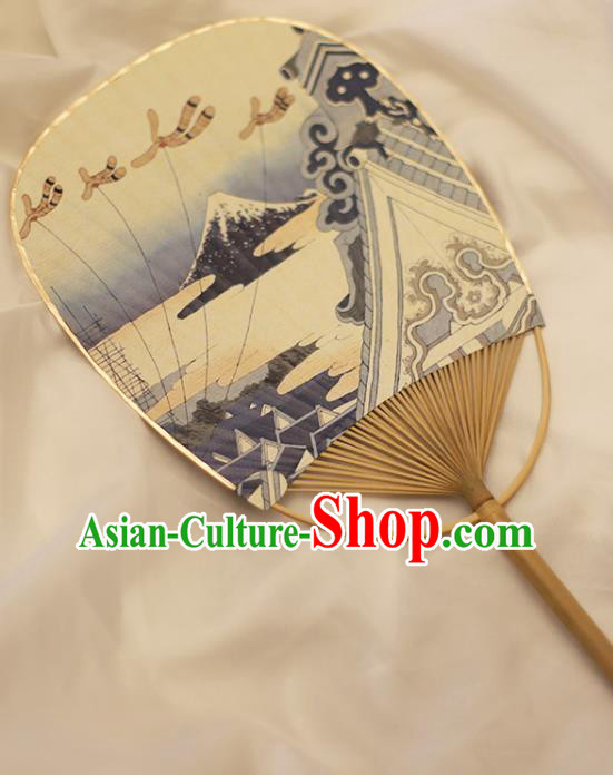 Asian Japan Handmade Printing Mount Fuji Fans Classical Dance Bamboo Fan Japanese Paper Fan