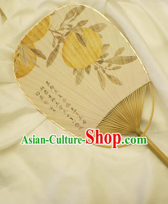 Asian Japan Classical Dance Bamboo Fan Japanese Paper Fan Handmade Printing Grapefruit Fans