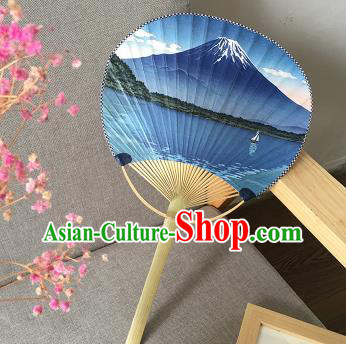 Asian Japan Handmade Ceremony Bamboo Fans Printing Mount Fuji Paper Fan Japanese Classical Dance Fan