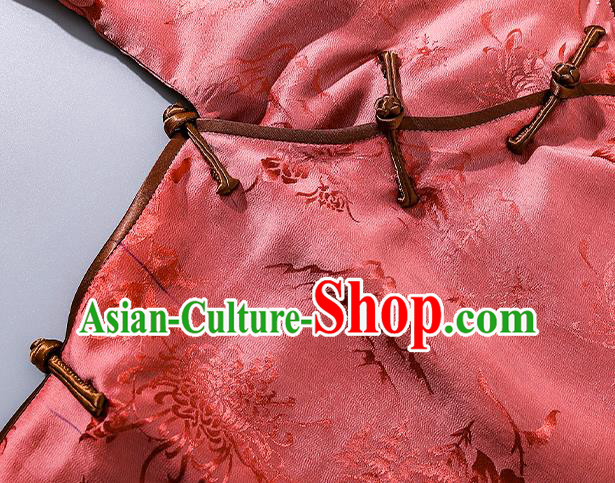 China Traditional Cheongsam Pink Silk Shirt Tang Suit Wide Sleeve Upper Outer Garment