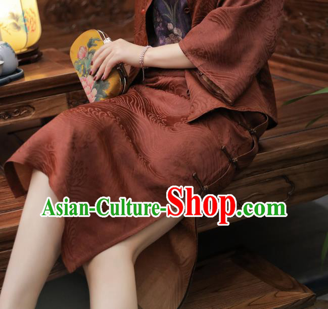 Chinese Traditional Red Silk Skirt National Woman Gambiered Guangdong Gauze Sheath Skirt