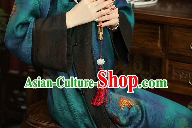 Asian Chinese Traditional Young Beauty Silk Qipao Dress Blue Gambiered Guangdong Gauze Classical Cheongsam