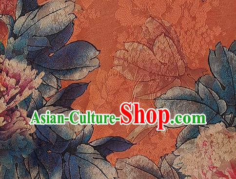 Asian Chinese Traditional Printing Peony Red Silk Qipao Dress Classical Young Mistress Cheongsam Costume