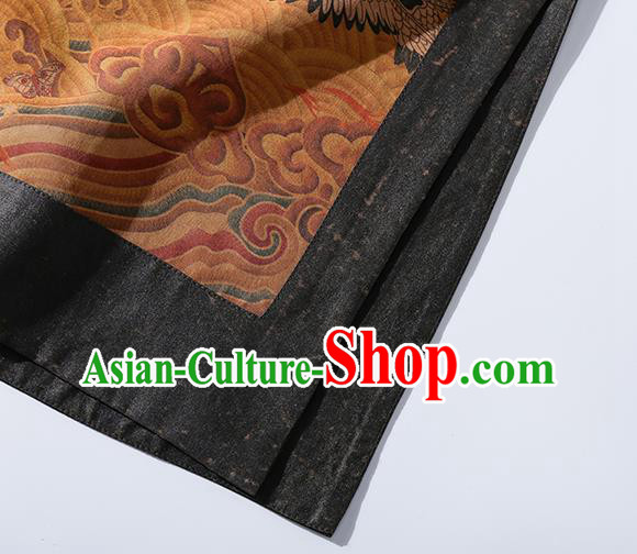 Asian Chinese Classical Wave Pattern Cheongsam Clothing Traditional Ginger Silk Qipao Dress