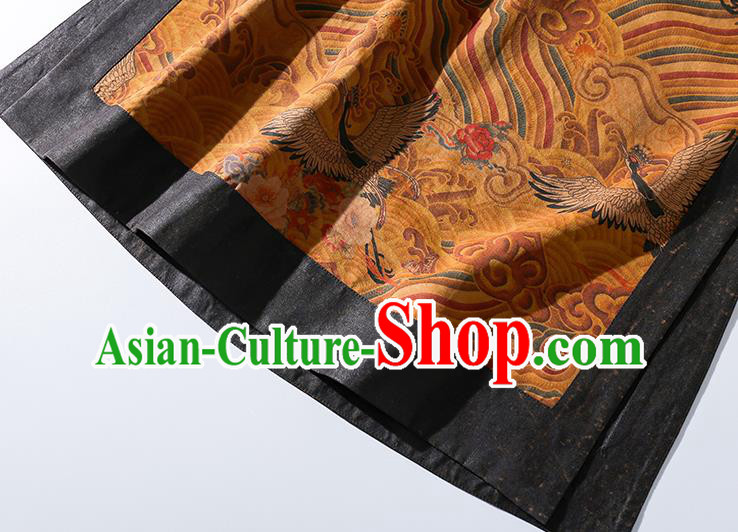 Asian Chinese Classical Wave Pattern Cheongsam Clothing Traditional Ginger Silk Qipao Dress