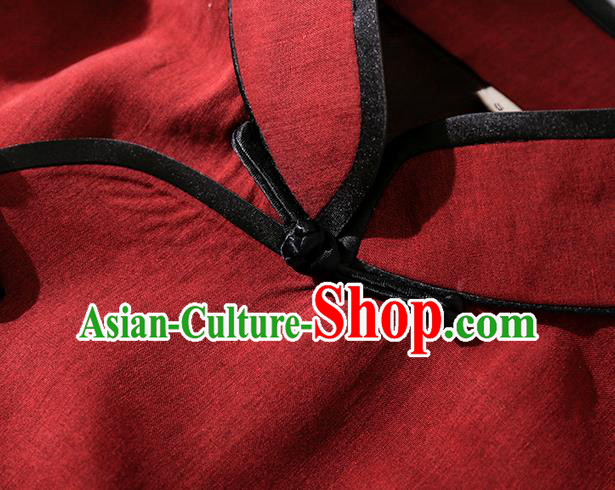 Asian Chinese Classical Silk Cheongsam Clothing Traditional Dark Red Long Qipao Dress