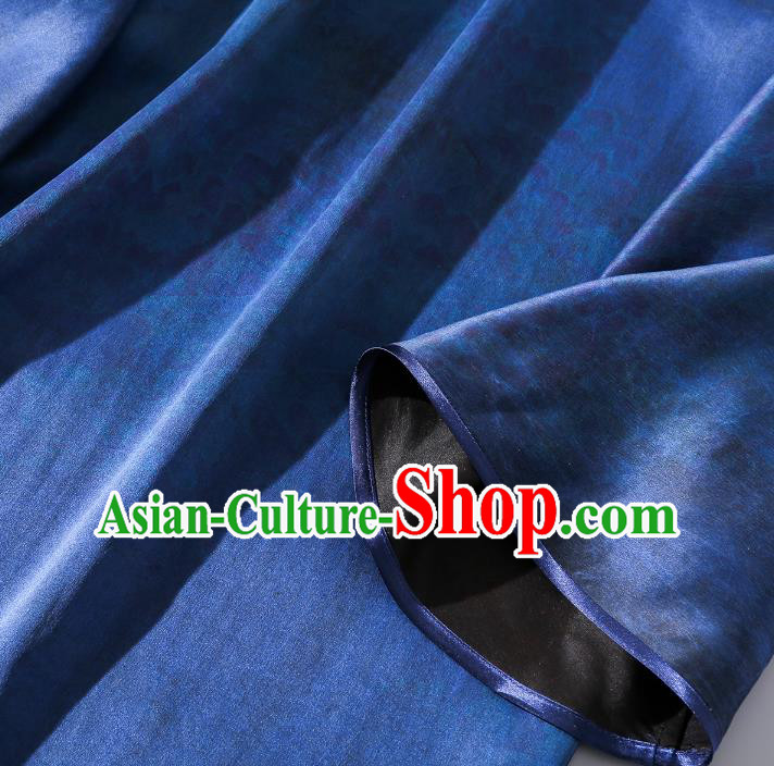 Asian Chinese Classical Wide Sleeve Cheongsam Traditional Blue Silk Long Qipao Dress Clothing
