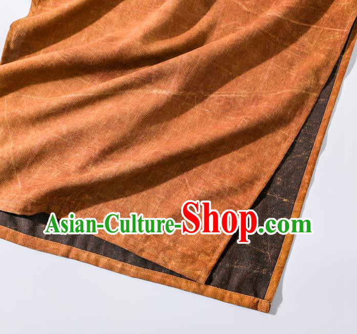 Asian Chinese Traditional Gambiered Guangdong Gauze Qipao Dress Clothing Classical Shanghai Orange Silk Cheongsam