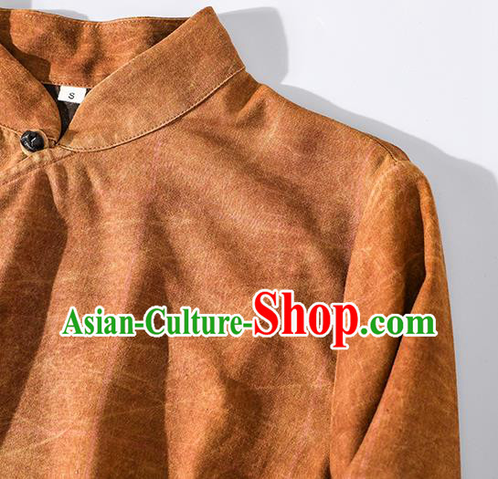 Asian Chinese Traditional Gambiered Guangdong Gauze Qipao Dress Clothing Classical Shanghai Orange Silk Cheongsam