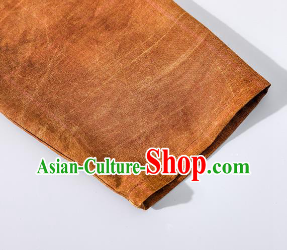 Asian Chinese Traditional Gambiered Guangdong Gauze Qipao Dress Clothing Classical Shanghai Orange Silk Cheongsam