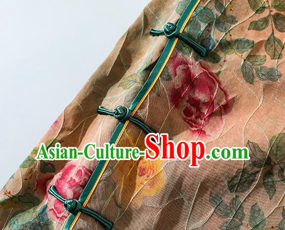Asian Chinese Classical Silk Cheongsam National Shanghai Beauty Clothing Traditional Ginger Qipao Dress