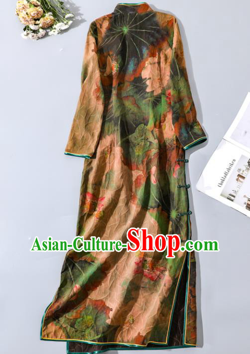 Asian Chinese National Shanghai Beauty Clothing Traditional Qipao Dress Classical Silk Cheongsam