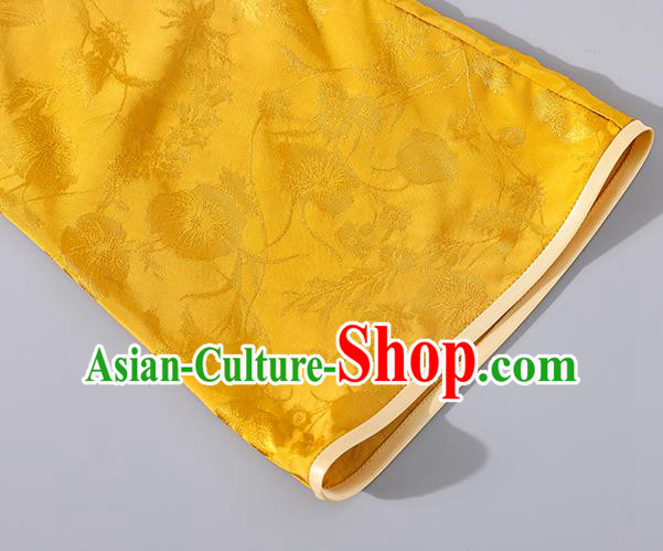 Asian Chinese Traditional Shanghai Beauty Qipao Dress Clothing Classical Golden Silk Cheongsam