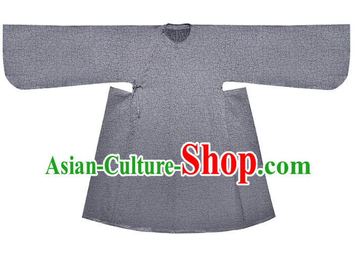 Chinese Traditional Ming Dynasty Historical Clothing Ancient Swordsman Grey Hanfu Robe