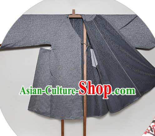 Chinese Traditional Ming Dynasty Historical Clothing Ancient Swordsman Grey Hanfu Robe
