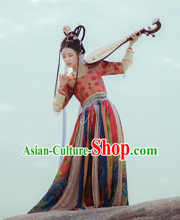 Traditional Chinese Tang Dynasty Palace Princess Historical Costume Ancient Court Lady Hanfu Dress