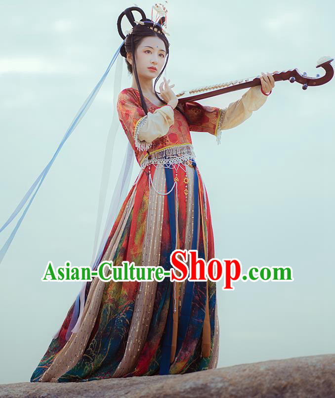 Traditional Chinese Tang Dynasty Palace Princess Historical Costume Ancient Court Lady Hanfu Dress