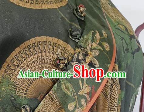 Asian Chinese Traditional Dark Green Silk Qipao Dress Classical Slant Opening Cheongsam Costume