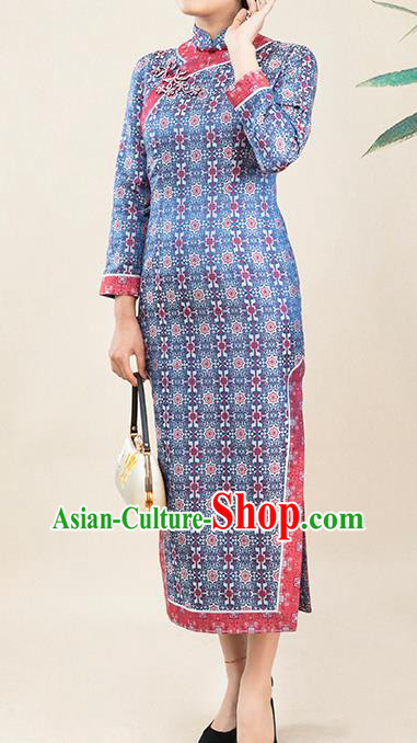 Asian Chinese Traditional Bride Mother Song Brocade Qipao Dress Classical Elderly Woman Cheongsam Costume