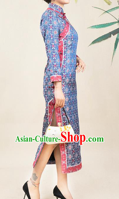 Asian Chinese Traditional Bride Mother Song Brocade Qipao Dress Classical Elderly Woman Cheongsam Costume