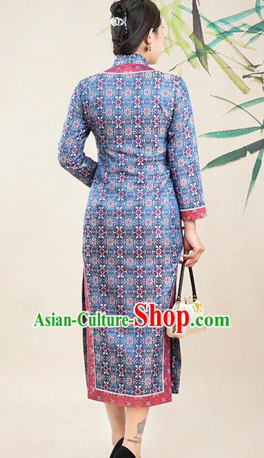 Asian Chinese Traditional Bride Mother Song Brocade Qipao Dress Classical Elderly Woman Cheongsam Costume
