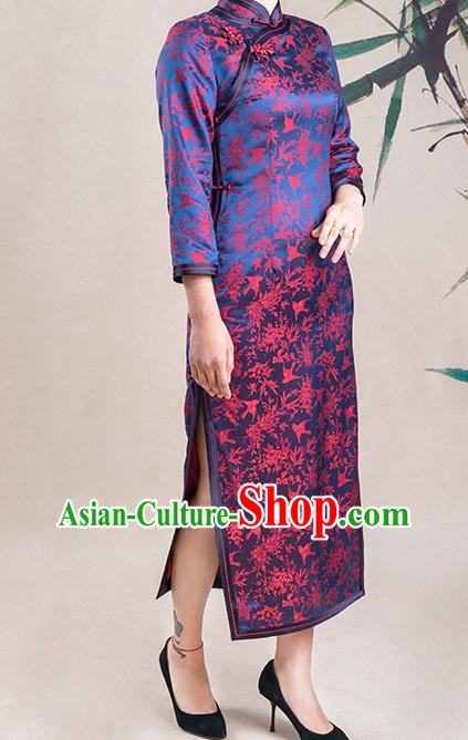 Asian Chinese Traditional Noble Mistress Song Brocade Qipao Dress Classical Silk Cheongsam Costume