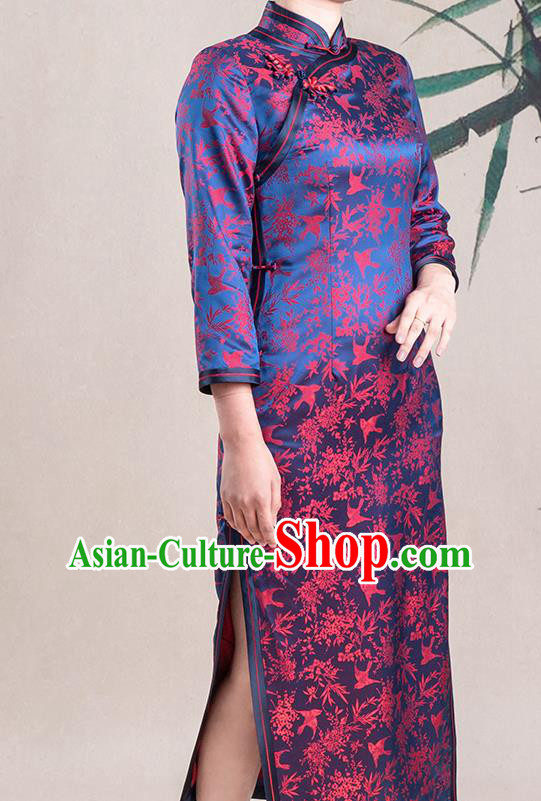 Asian Chinese Traditional Noble Mistress Song Brocade Qipao Dress Classical Silk Cheongsam Costume