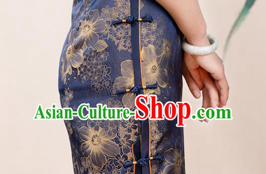 Asian Chinese Classical Rich Woman Cheongsam Costume Traditional Elderly Mother Brocade Qipao Dress
