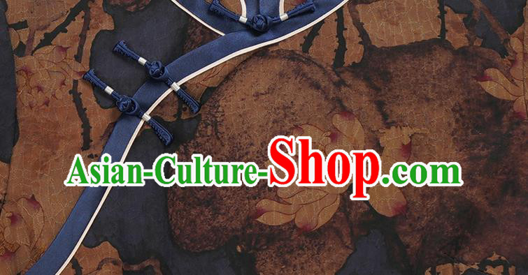 Asian Chinese Traditional Shanghai Debutante Qipao Dress Young Beauty Classical Brown Silk Cheongsam Costume