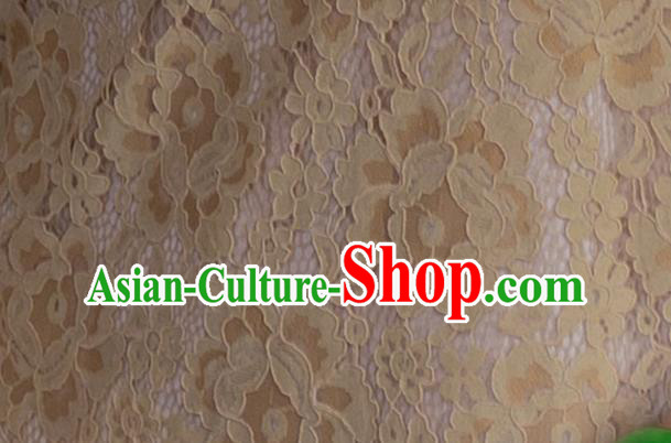 China National Apricot Lace Qipao Dress Clothing Traditional Young Lady Wide Sleeve Cheongsam
