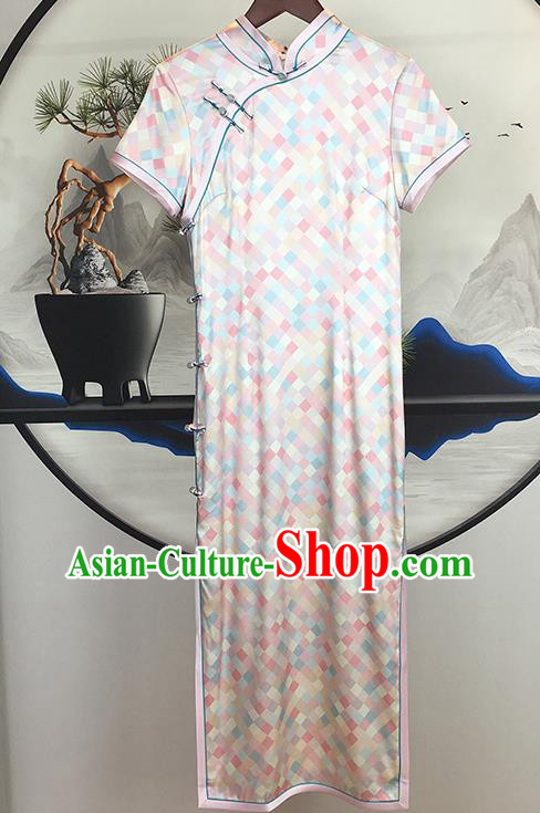 China Modern Silk Qipao Dress Traditional Cheongsam National Young Woman Clothing