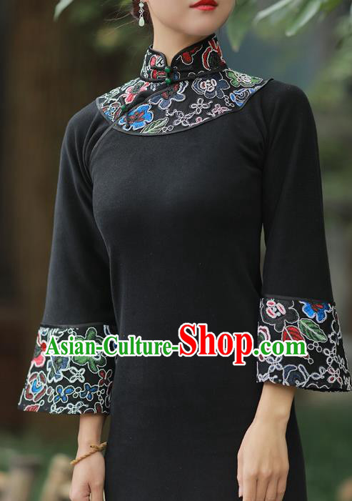 China National Stand Collar Qipao Dress Clothing Traditional Young Lady Slim Cheongsam
