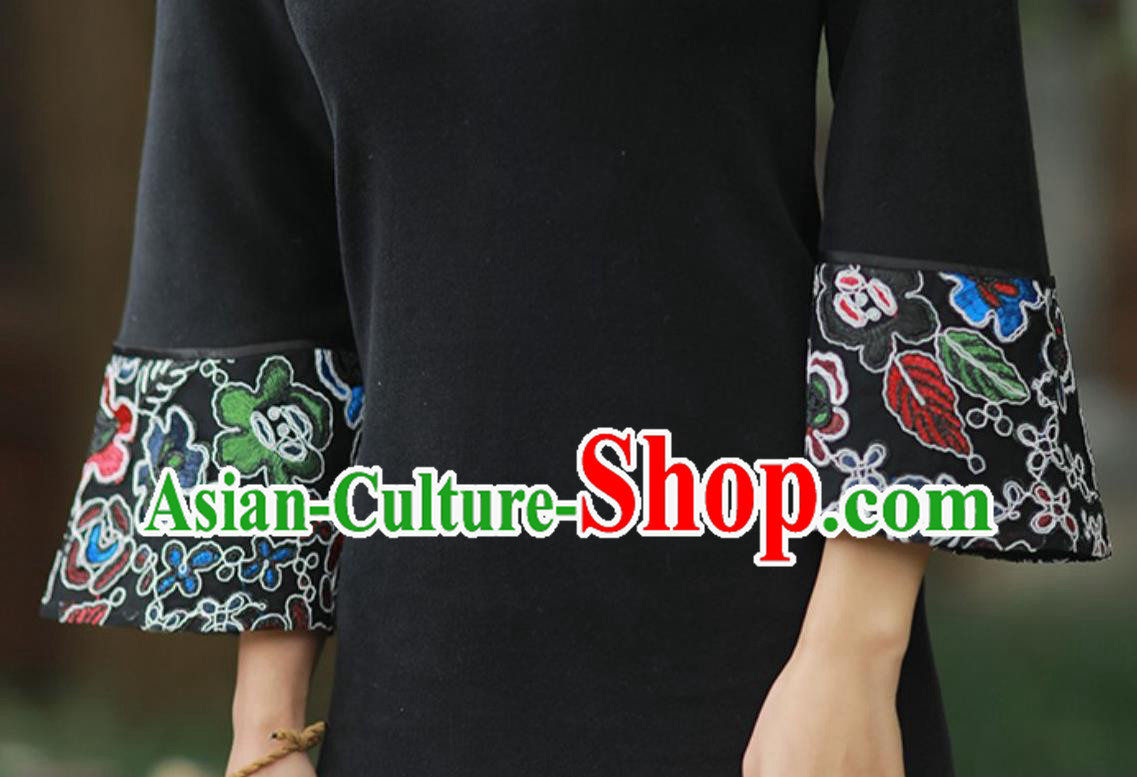 China National Stand Collar Qipao Dress Clothing Traditional Young Lady Slim Cheongsam