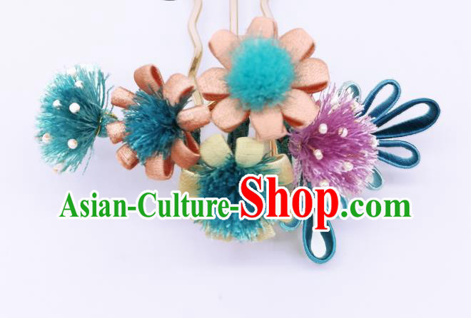 Chinese Traditional Hanfu Dandelion Hair Accessories Handmade Silk Flowers Hair Comb