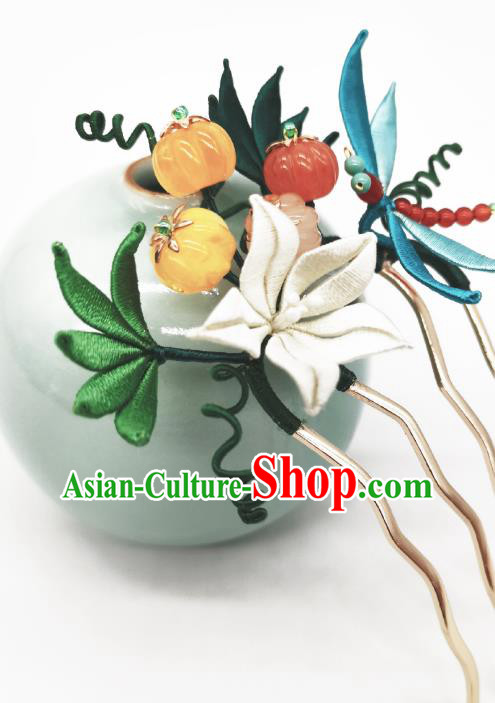 Chinese Traditional Hanfu Pumpkin Hair Accessories Handmade Ancient Princess White Flower Hair Comb