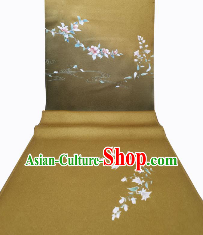 Asian Japan Traditional Peach Blossom Pattern Silk Fabric Brocade Japanese Kimono Tapestry Drapery