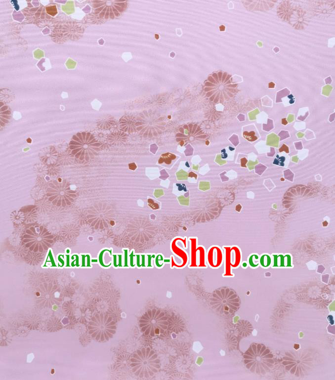 Japan Dress Brocade Japanese Kimono Lilac Silk Fabric Asian Traditional Cloth Drapery