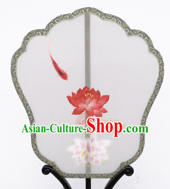 China Suzhou Embroidered Lotus Fan Traditional Song Dynasty Palace Fan Classical Dance Silk Fan