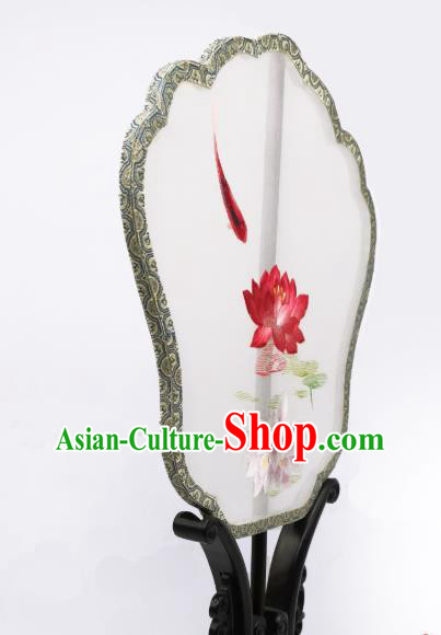 China Suzhou Embroidered Lotus Fan Traditional Song Dynasty Palace Fan Classical Dance Silk Fan