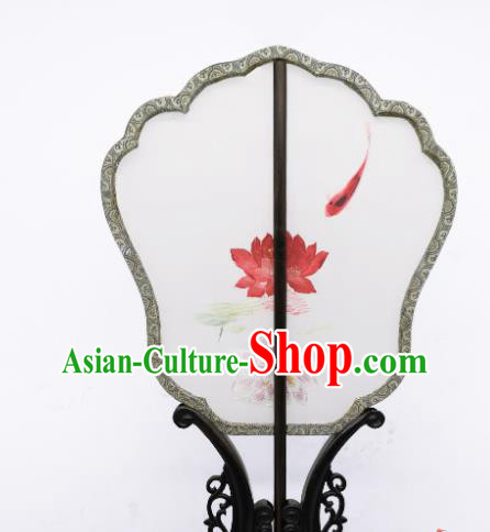 China Suzhou Embroidered Lotus Fan Traditional Song Dynasty Palace Fan Classical Dance Silk Fan