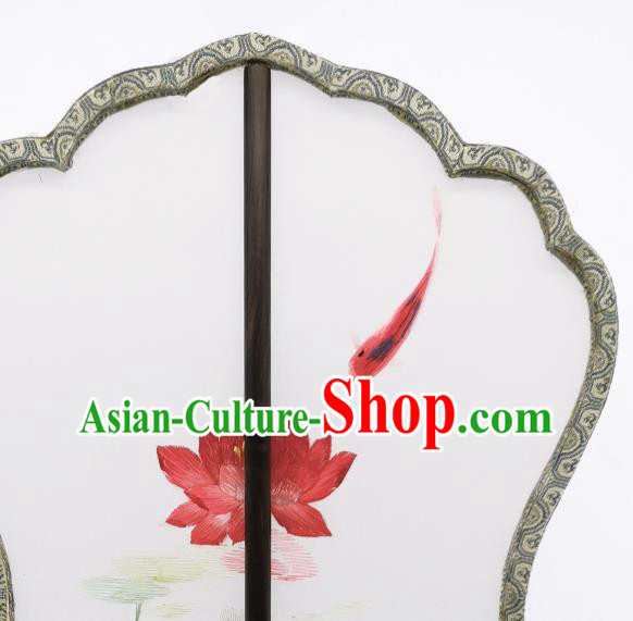 China Suzhou Embroidered Lotus Fan Traditional Song Dynasty Palace Fan Classical Dance Silk Fan