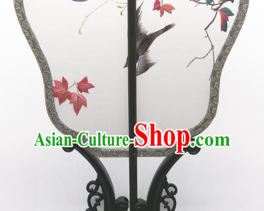 China Traditional Song Dynasty Princess Palace Fan Classical Dance Silk Fan Suzhou Embroidered Maple Leaf Fan