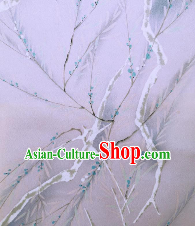 Asian Japanese Kimono Cloth Drapery Japan Classical Lilac Brocade Traditional Silk Fabric