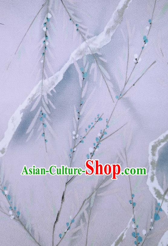 Asian Japanese Kimono Cloth Drapery Japan Classical Lilac Brocade Traditional Silk Fabric