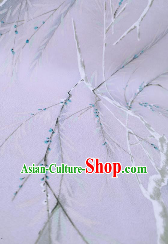 Asian Japanese Kimono Cloth Drapery Japan Classical Lilac Brocade Traditional Silk Fabric