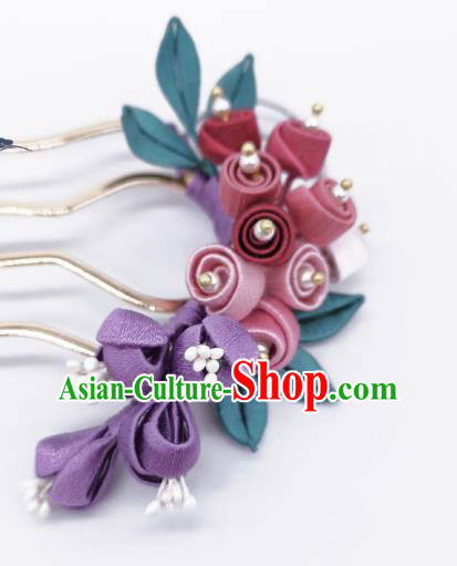 Chinese Traditional Hanfu Hairpin Handmade Ancient Princess Silk Convallaria Hair Comb